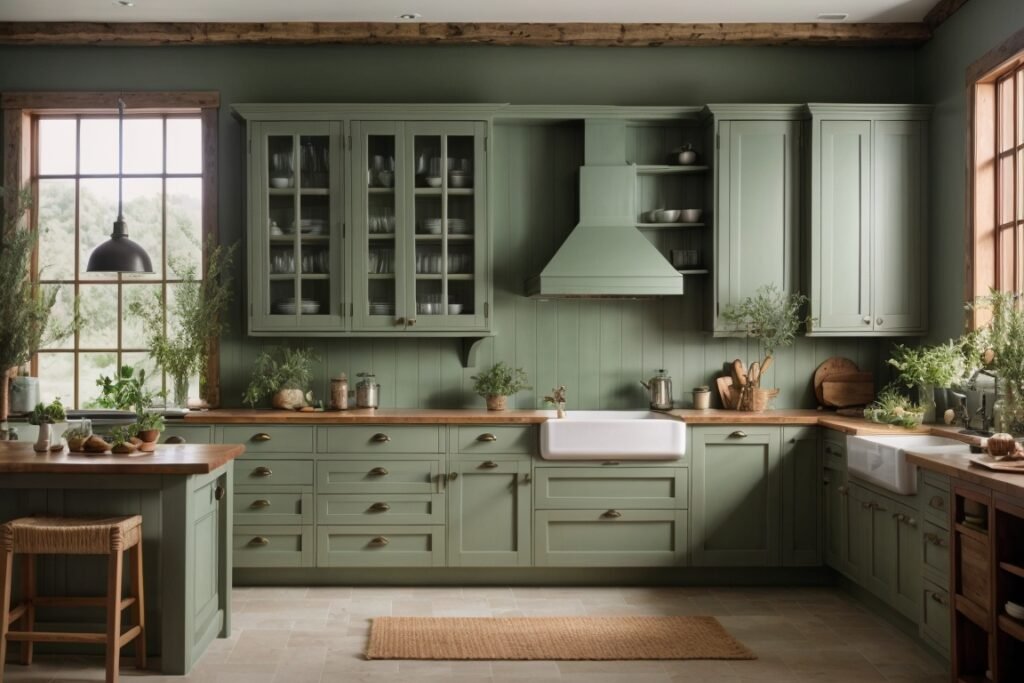 Farmhouse Charm: Elevate Your Space with Rustic Sage Green Kitchen Cabinets