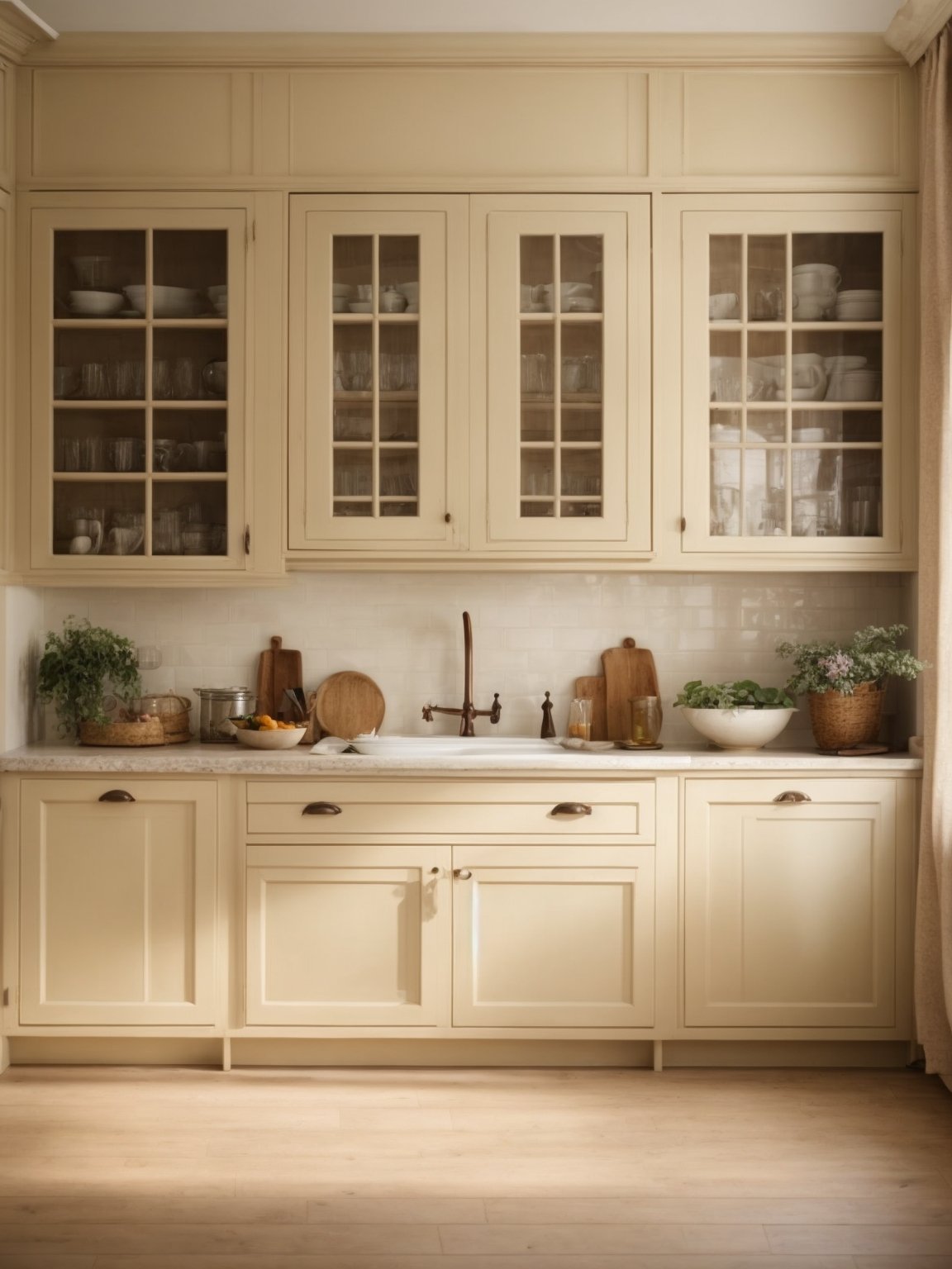 antique_cream_kitchen_cabinets